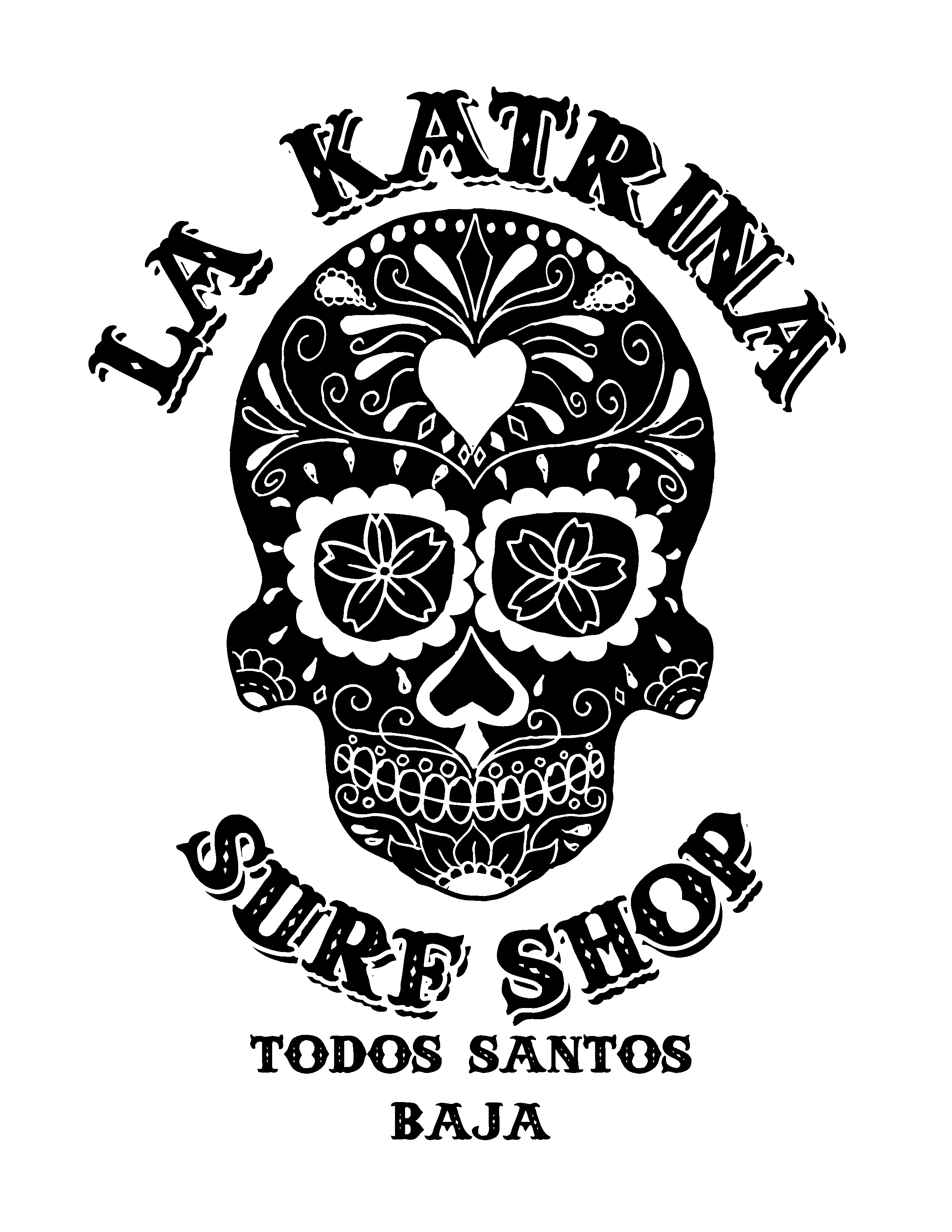 La Katrina Surf Shop — sugar skull surf logo